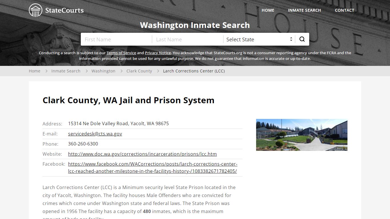 Larch Corrections Center (LCC) Inmate Records Search, Washington ...
