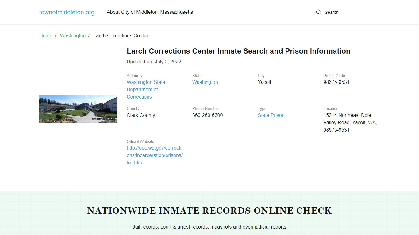 Larch Corrections Center Inmate Search and Prison Information
